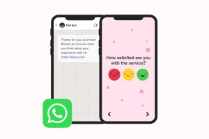 Image illustrating a customer satisfaction survey through WhatsApp.