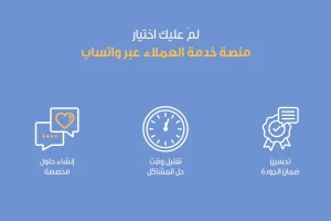 إنفوجرافيك بعنوان "لماذا تستخدم منصة خدمة العملاء عبر واتساب" يحتوي على أيقونات ونصوص: "إنشاء حلول مخصصة"، "تقليل وقت حل المشاكل"، "تحسين ضمان الجودة"